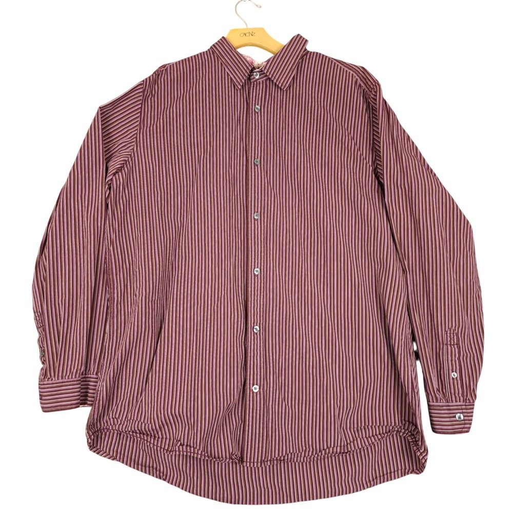 Keanan Duffty England's Dreaming Mens XXL Burgundy Stripe Button Down Shirt - Picture 1 of 8